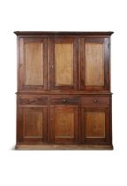 A 19TH CENTURY STAINED PINE ESTATE CABINET, CO. ANTRIM, the top superstructure with moulded top