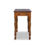 A 19TH CENTURY STAINED ELM SIDE TABLE, of rectangular form with single frieze drawer raised on