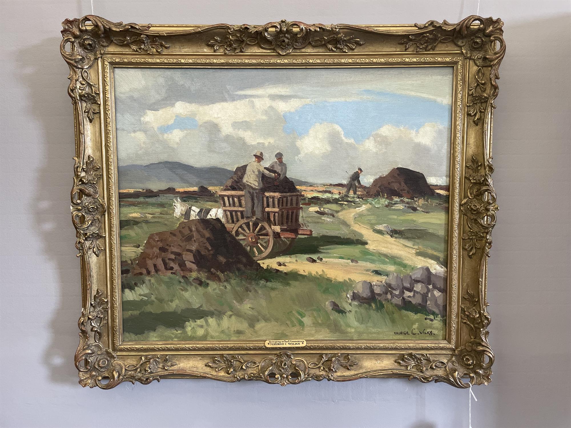 MAURICE C. WILKS ARHA RUA (1910 - 1984) Bringing in Turf, Connemara Oil on canvas, - Image 7 of 8