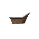 A PAINTED ZINC HIP BATH, with rounded rim. 47cm high, 98cm wide, 75cm deep