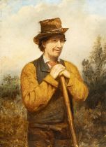 CHARLES HENRY COOK (1830-1906) An Irish Farmer Oil on card, 30 x 22cm Signed