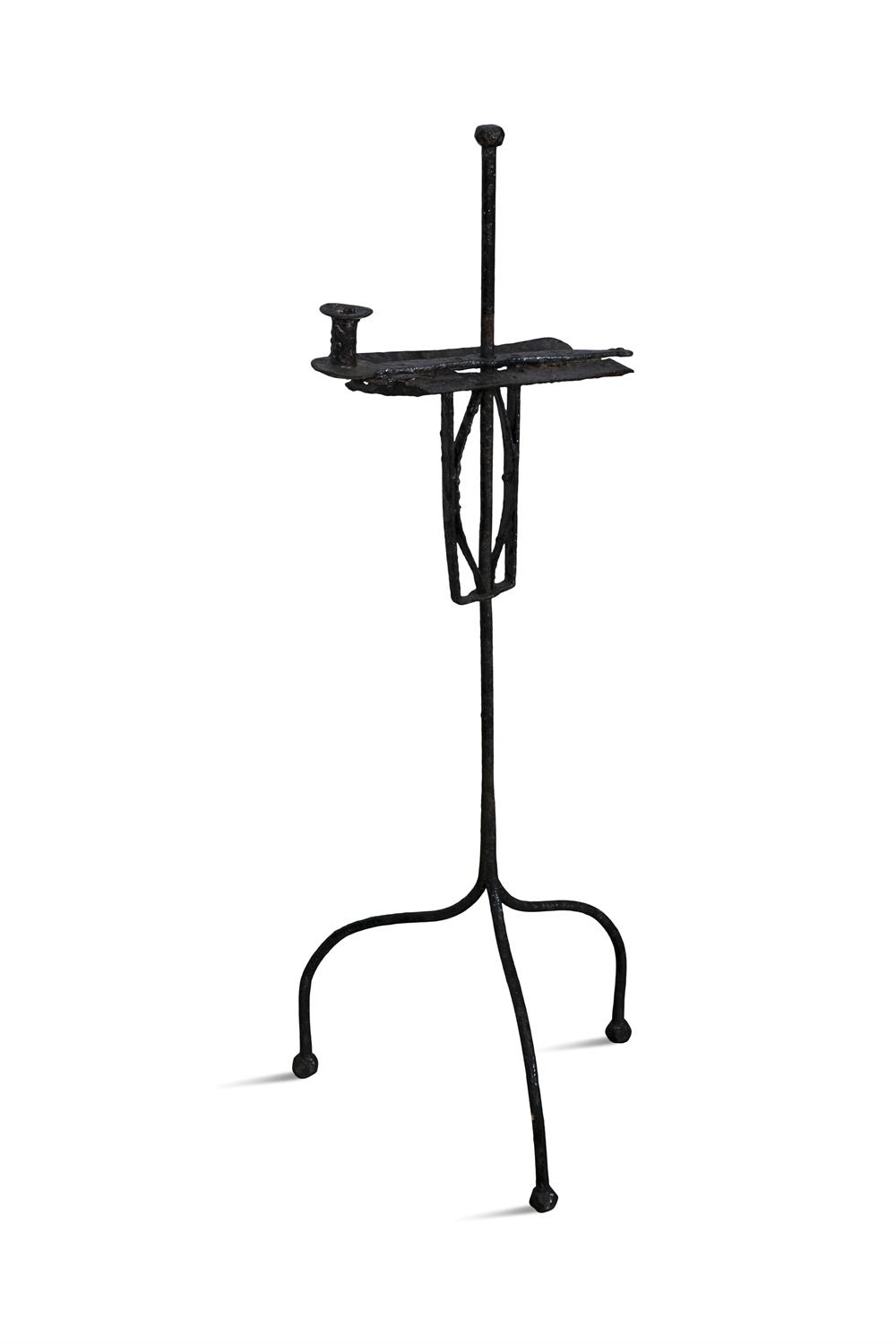 A WROUGHT IRON CANDLE STAND ON TRIPOD BASE, 109cm high - Image 2 of 3