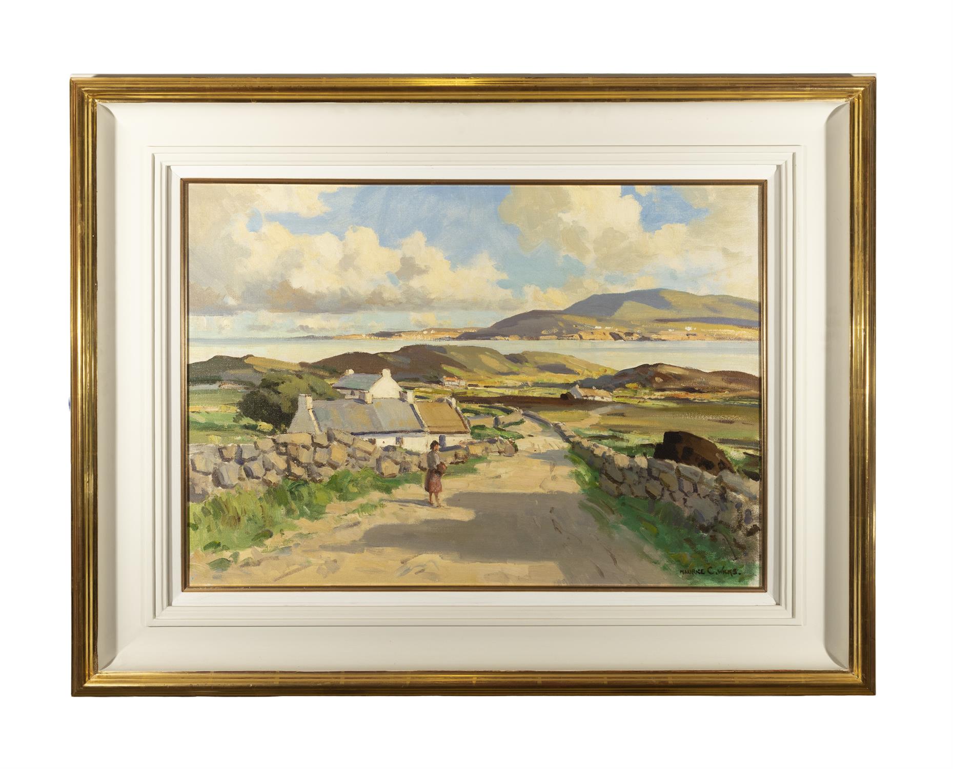 MAURICE C. WILKS ARHA RUA (1910 - 1984) West of Ireland landscape with figure on a road way Oil - Image 2 of 5