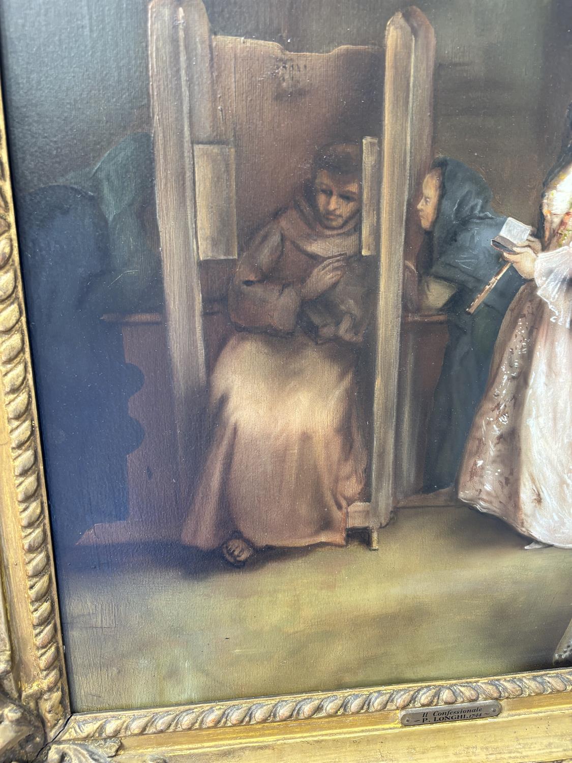 AFTER PIETRO LONGHI (1701-1785) The Confessional Oil on canvas, 62 x 50.5cm - Image 8 of 9