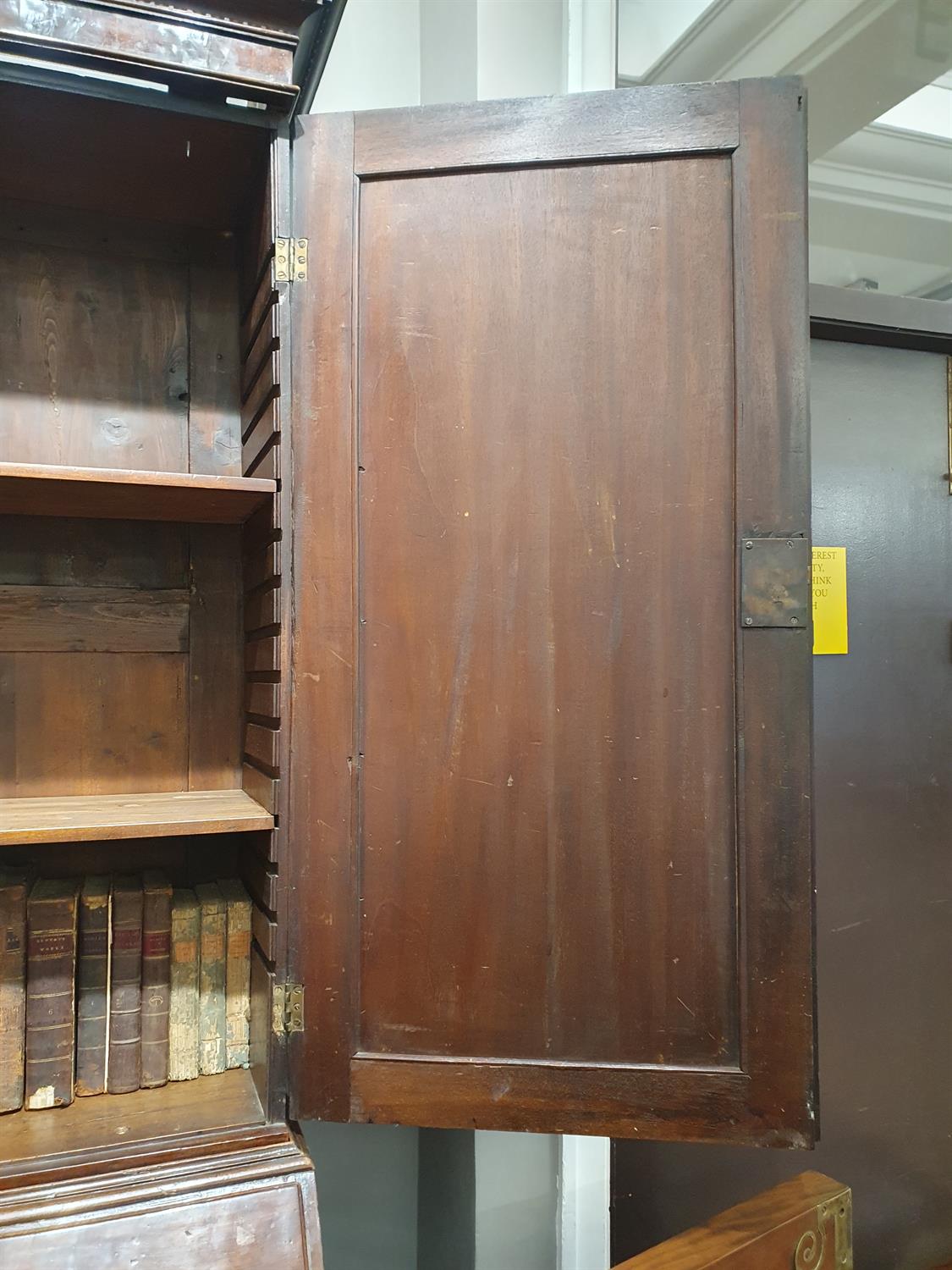 A FINE IRISH GEORGE III FIGURED MAHOGANY BLIND DOOR BUREAU BOOKCASE with an architectural - Image 14 of 25