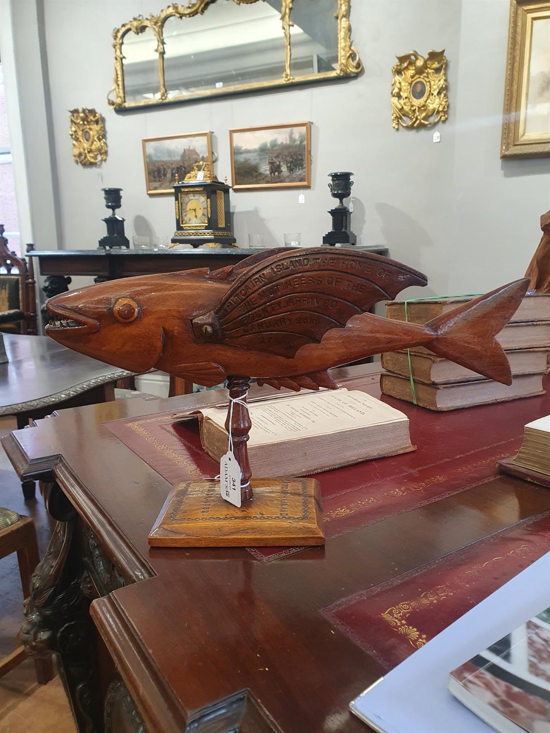 FRED CHRISTIAN Sculpture of a flying fish Wood, on turned column support and square base, - Image 9 of 18