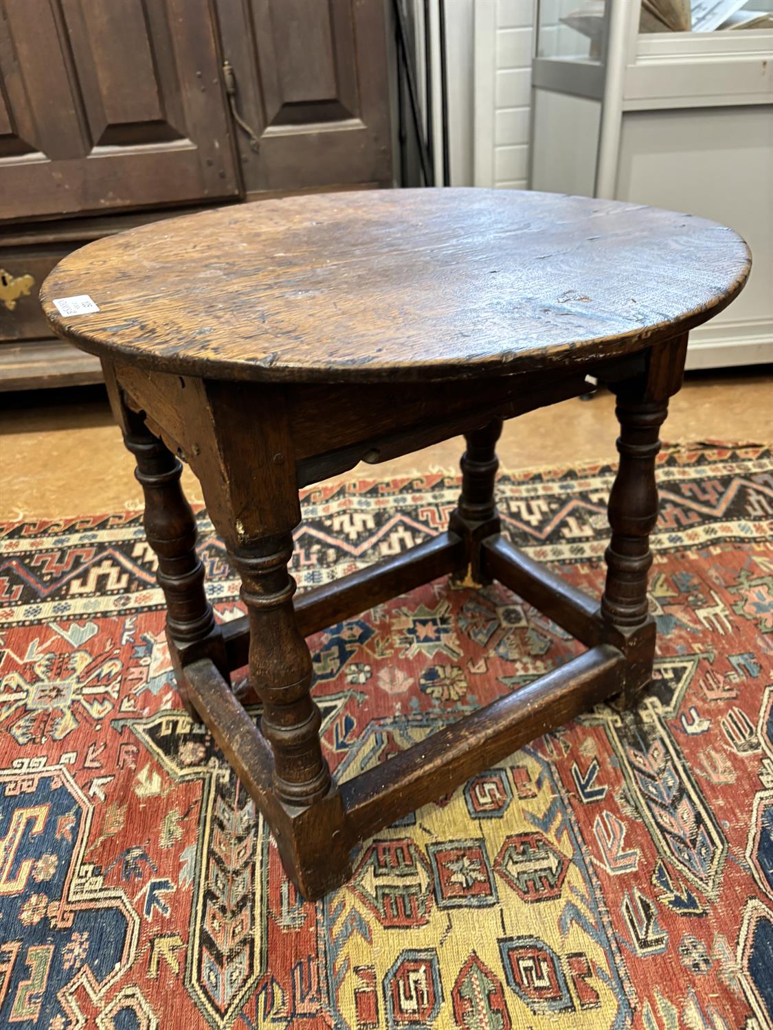 AN OAK JOINT STOOL, PENNSYLVANIA, LATE 17TH/EARLY 18TH CENTURY the circular top above a shaped - Image 6 of 8