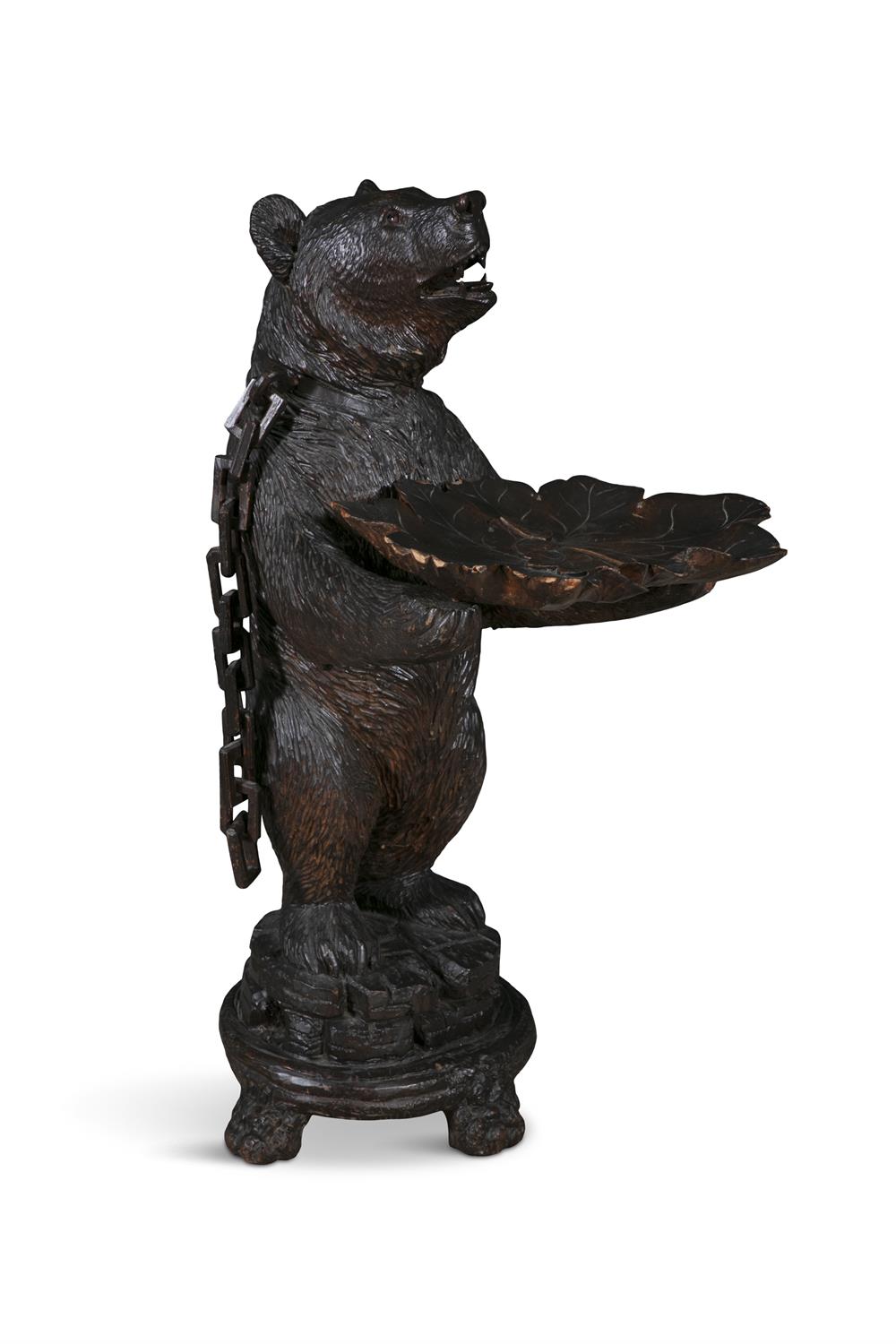 A SWISS 'BLACK FOREST' LINDEN WOOD BEAR, 19TH CENTURY modelled standing upright with - Image 8 of 12