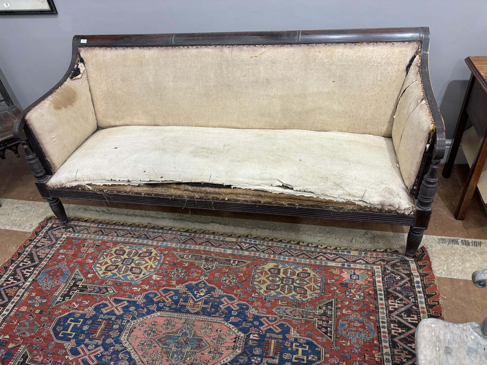 A FEDERAL MAHOGANY SOFA, PENNSYLVANIA, C.1790, the scroll back with downswept reeded arms - Image 10 of 10