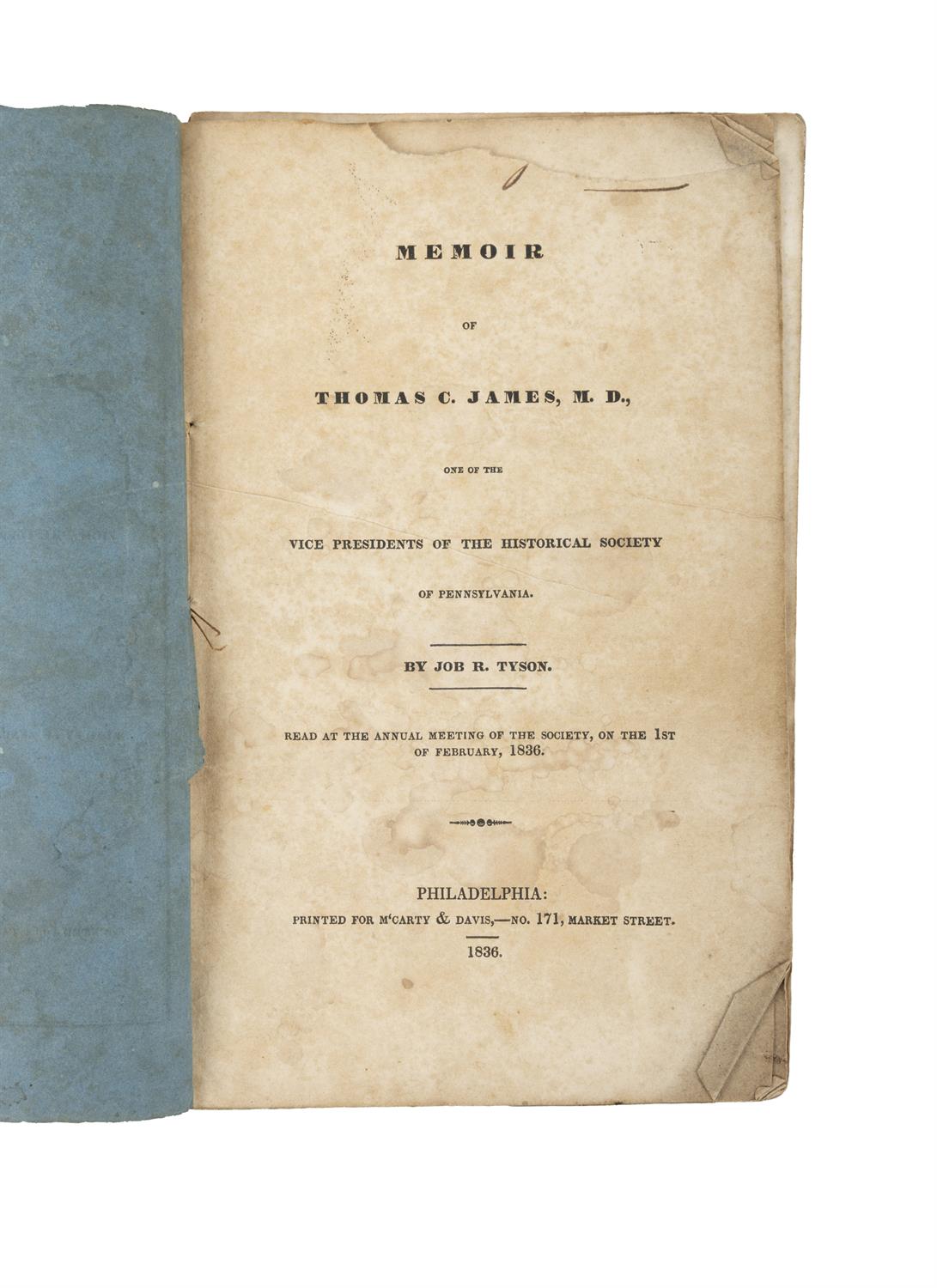 Dr Thomas Chalkley James interest: TYSON, JOB R.: MEMOIR of THOMAS C. JAMES M.D. - Image 7 of 30
