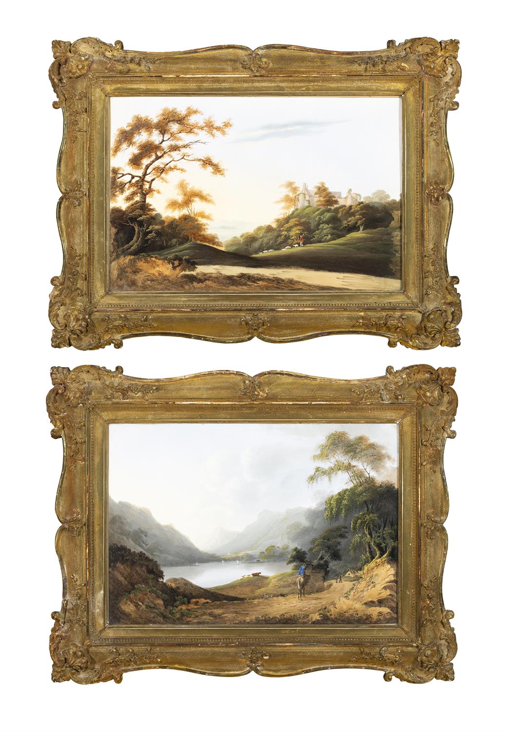E. THURSTON, 19TH CENTURY A Pair of Landscapes with Figures Gouches, 30.5 x 43cm One signed