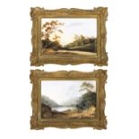 E. THURSTON, 19TH CENTURY A Pair of Landscapes with Figures Gouches, 30.5 x 43cm One signed