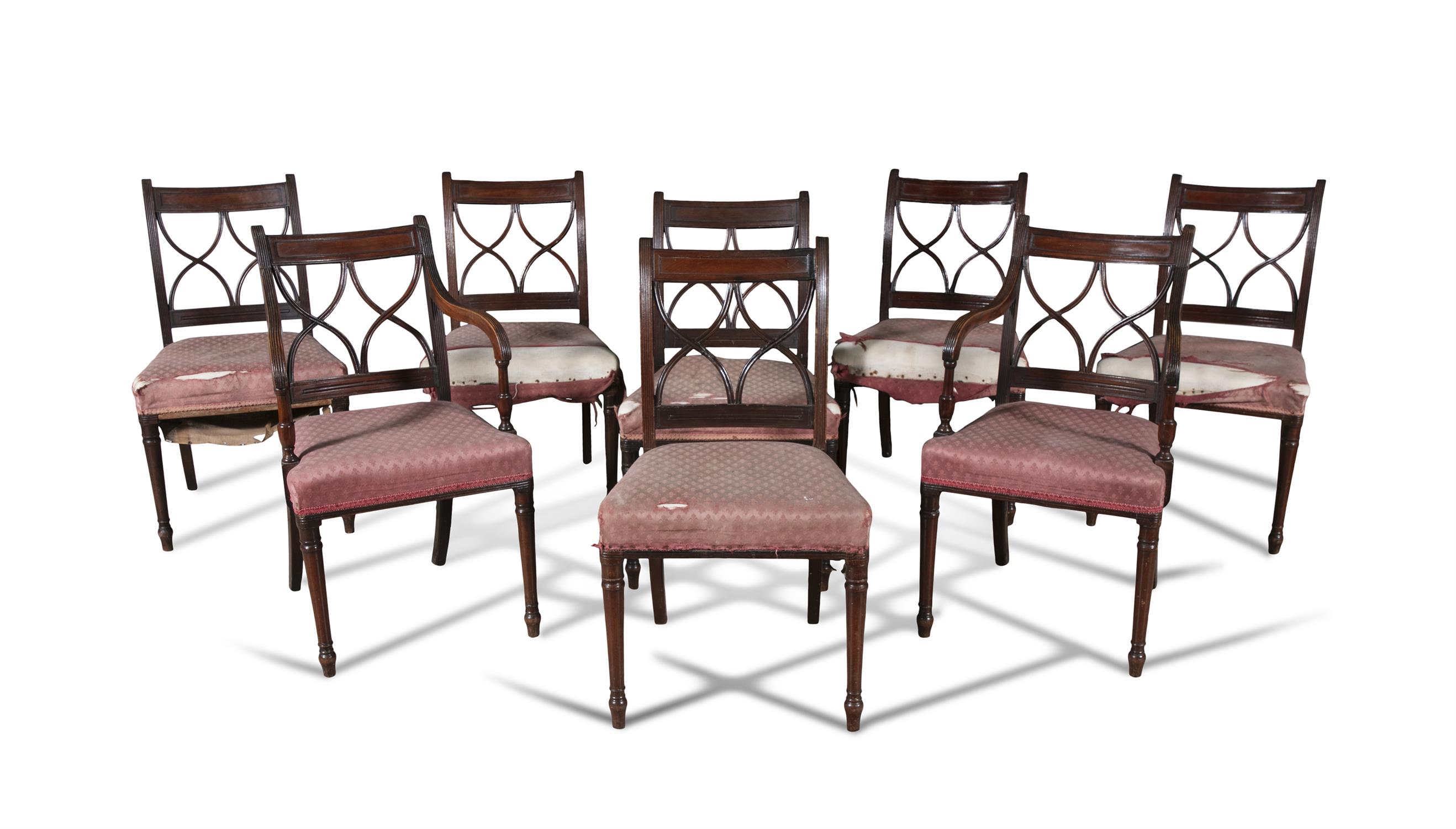 A SET OF EIGHT FEDERAL MAHOGANY DINING CHAIRS, PHILADELPHIA, EARLY 19TH CENTURY comprising two - Image 2 of 7