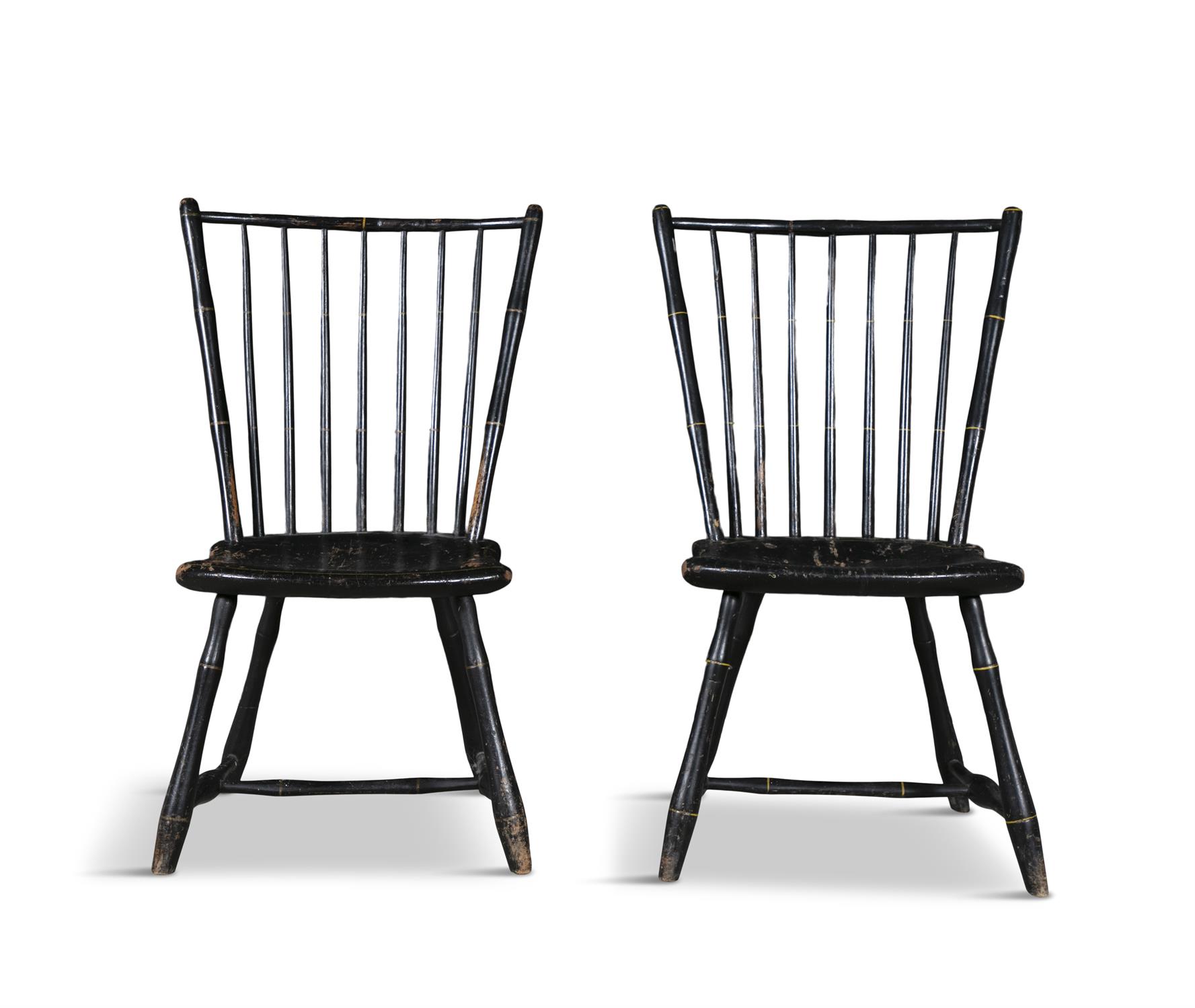 A PAIR OF EBONISED AND GOLD PAINTED WINDSOR CHAIRS, MANNER OF DANIEL CARTERET (W. 1786-1830), - Image 2 of 6