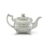 A GEORGE III IRISH SILVER TEA POT, Dublin 1816, mark of James le Bas, of rectangular panelled