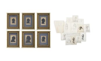 MARY DELANY (1700 - 1788) A collection comprising; six framed silhouette portraits; a collection
