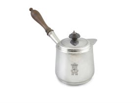A GEORGE IV SILVER BRANDY SAUCEPAN AND COVER, London c.1829, maker's mark of Rebecca Eames and