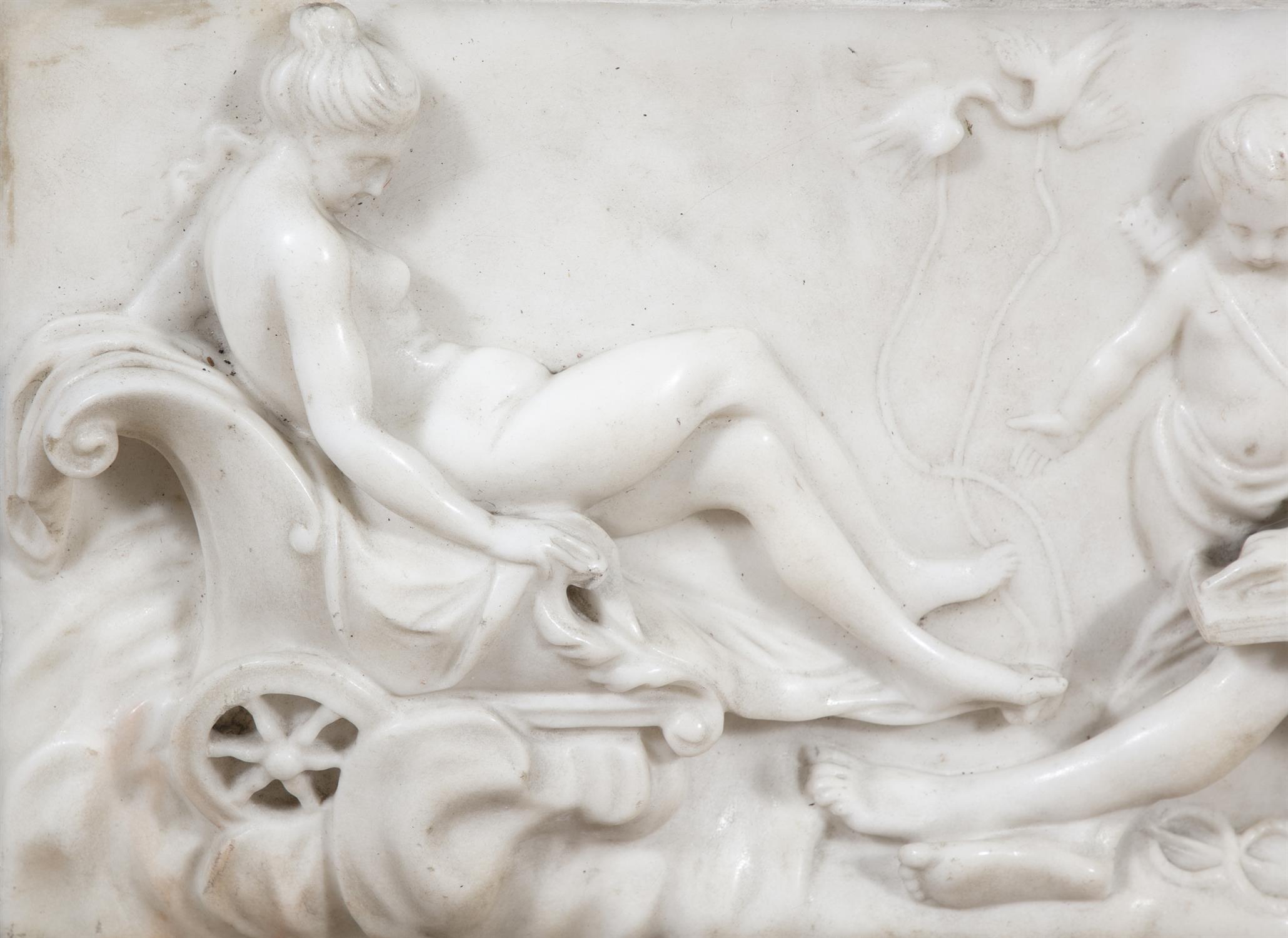 A MARBLE RELIEF PANEL OF MERCURY AND DIANA, EARLY 19TH CENTURY contained within a rectangular - Image 4 of 4