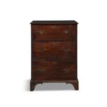 A GEORGE III MAHOGANY SECRETAIRE CHEST of upright rectangular form fitted with fall-front