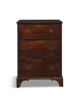A GEORGE III MAHOGANY SECRETAIRE CHEST of upright rectangular form fitted with fall-front