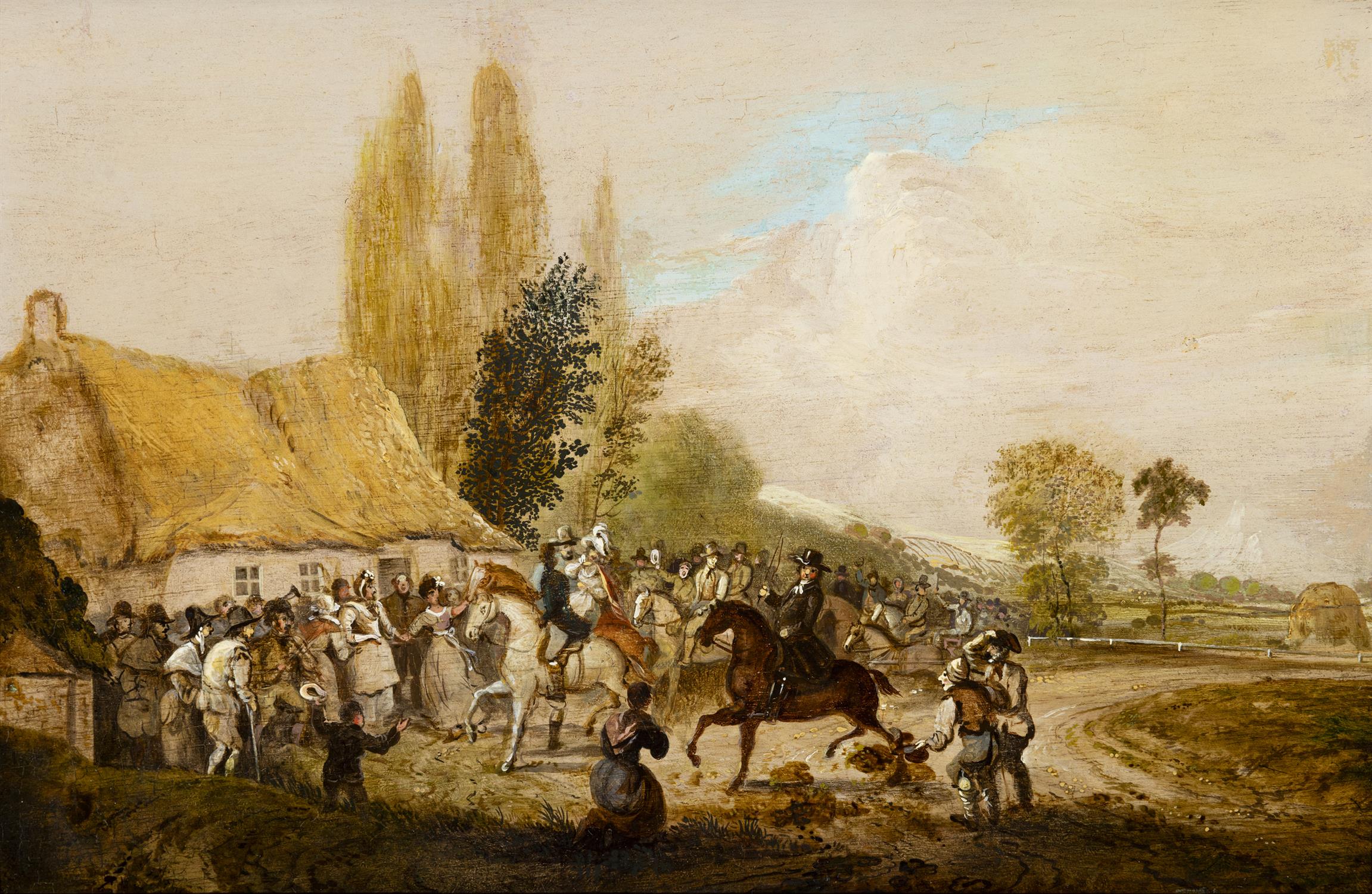 WILLIAM SADLER II (1782 - 1839) Return of The Wedding Party Oil on panel, 21 x 32cm (8¼ x 12½") - Image 2 of 3