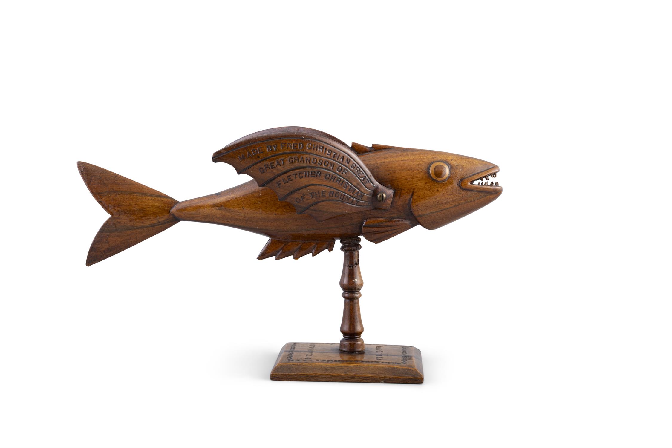 FRED CHRISTIAN Sculpture of a flying fish Wood, on turned column support and square base, - Image 2 of 18