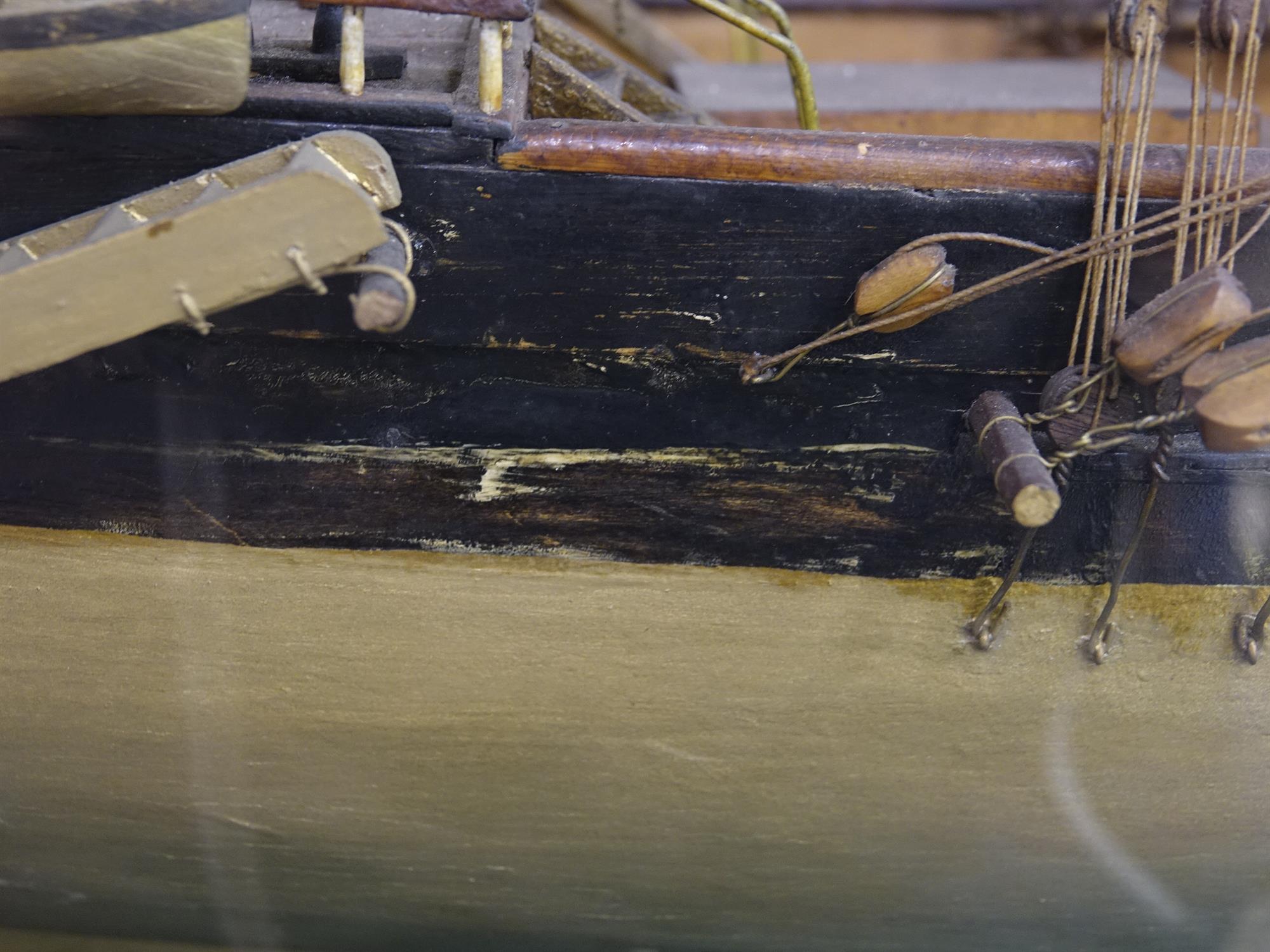 A LARGE FULL HULL THREE-MAST SHIP MODEL, LATE 19TH CENTURY contained within a glazed case, - Image 23 of 24