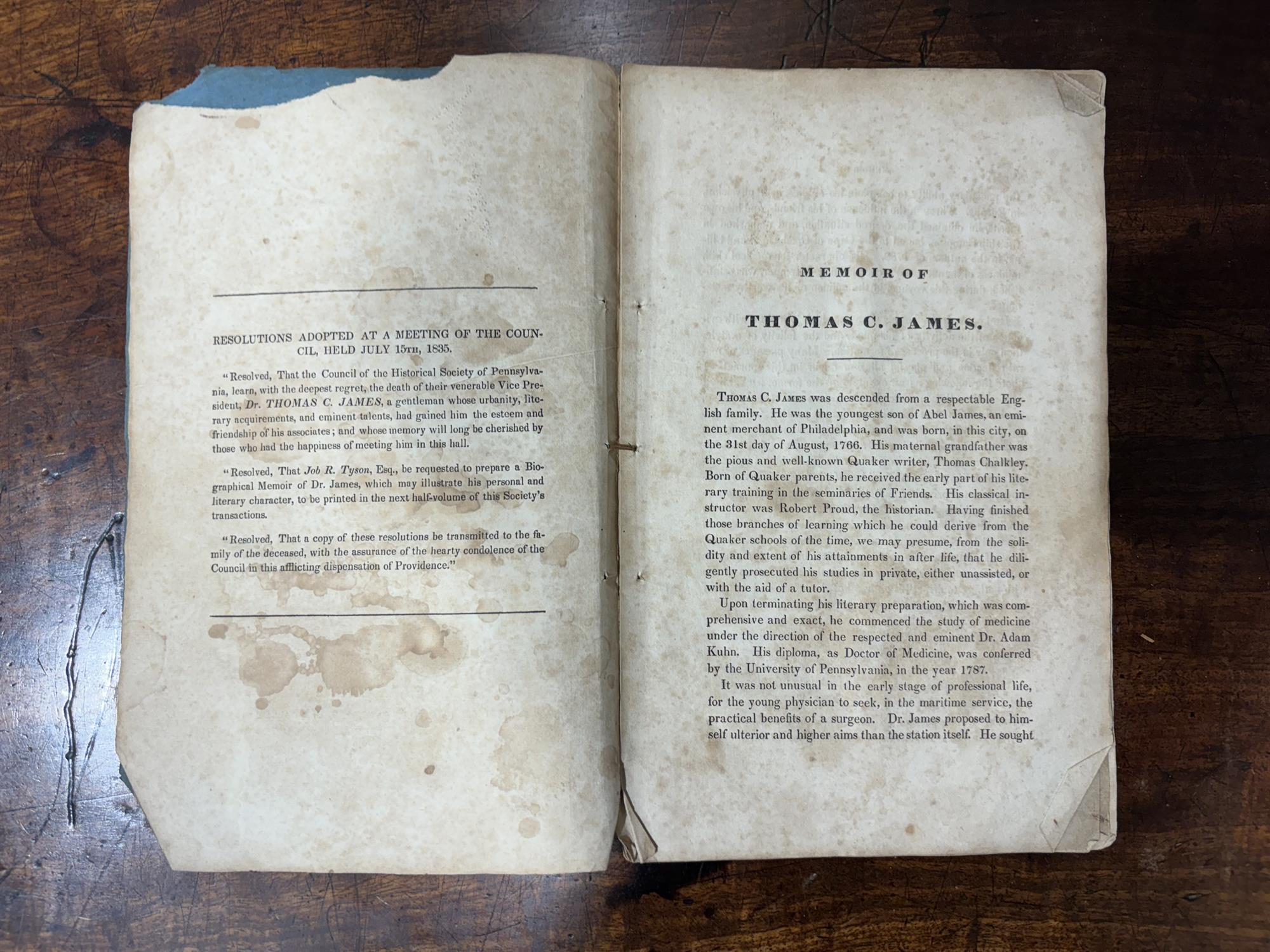 Dr Thomas Chalkley James interest: TYSON, JOB R.: MEMOIR of THOMAS C. JAMES M.D. - Image 12 of 30