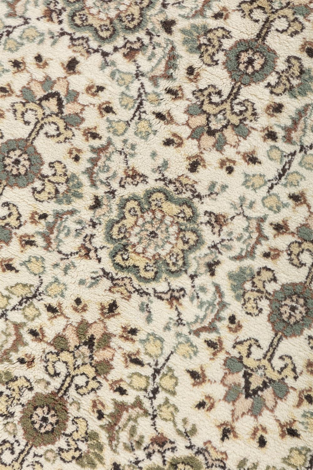 A TURKISH CREAM GROUND WOOL RUG, CA 1970s, 212 x 122cm the central field embroidered with flower - Image 3 of 4