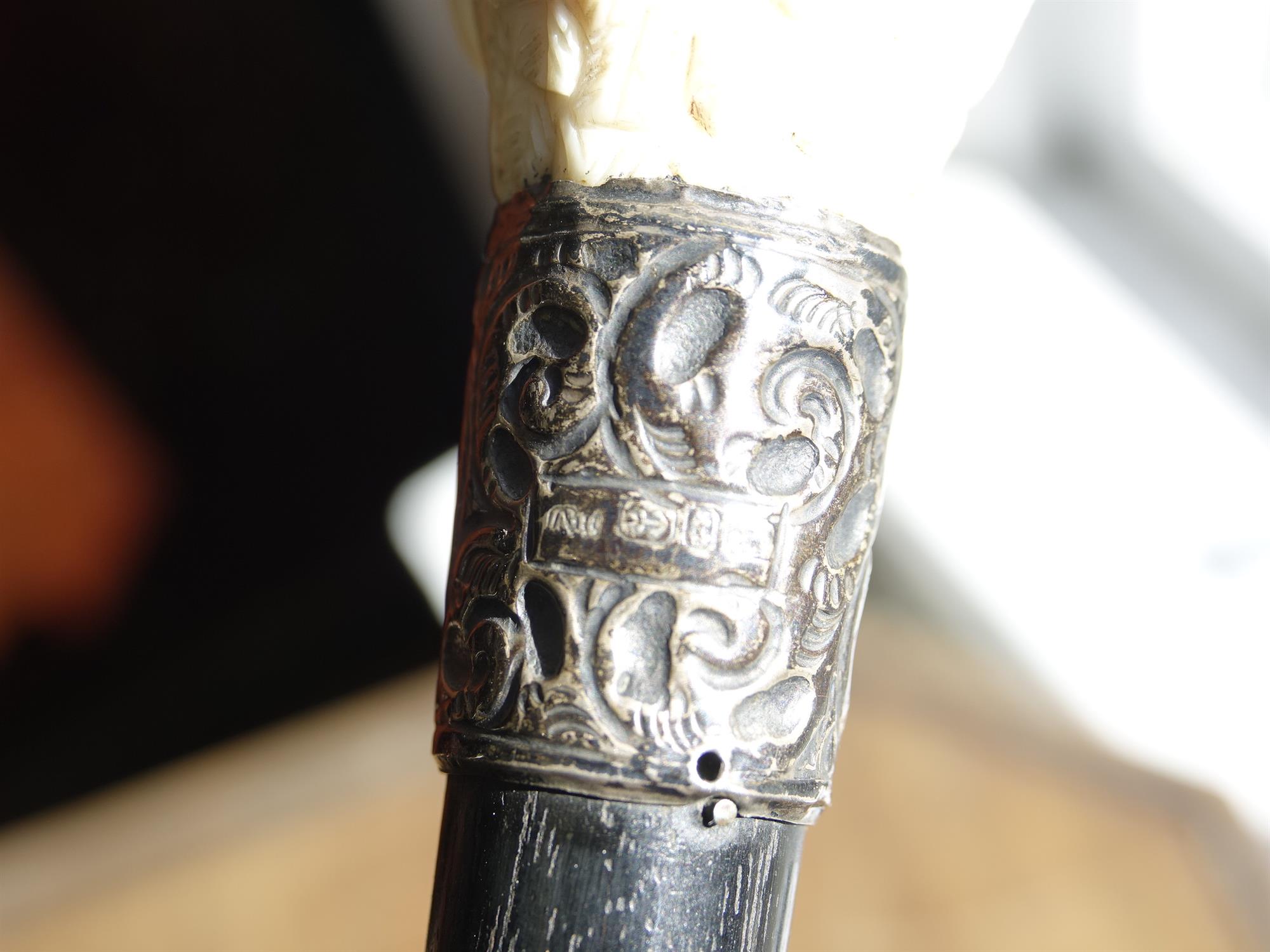 *A WALKING CANE, 19TH CENTURY with carved ivory 'fist handle' top in the shape of parrot's head, - Image 7 of 12