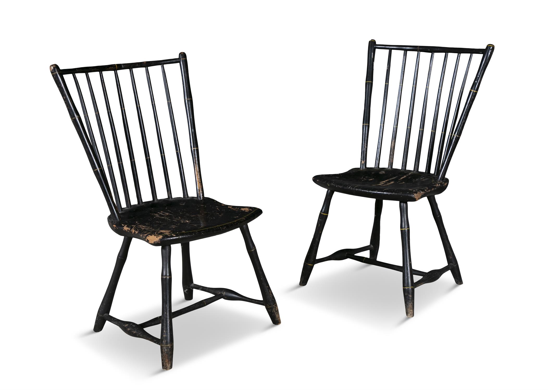 A PAIR OF EBONISED AND GOLD PAINTED WINDSOR CHAIRS, MANNER OF DANIEL CARTERET (W. 1786-1830), - Image 3 of 6