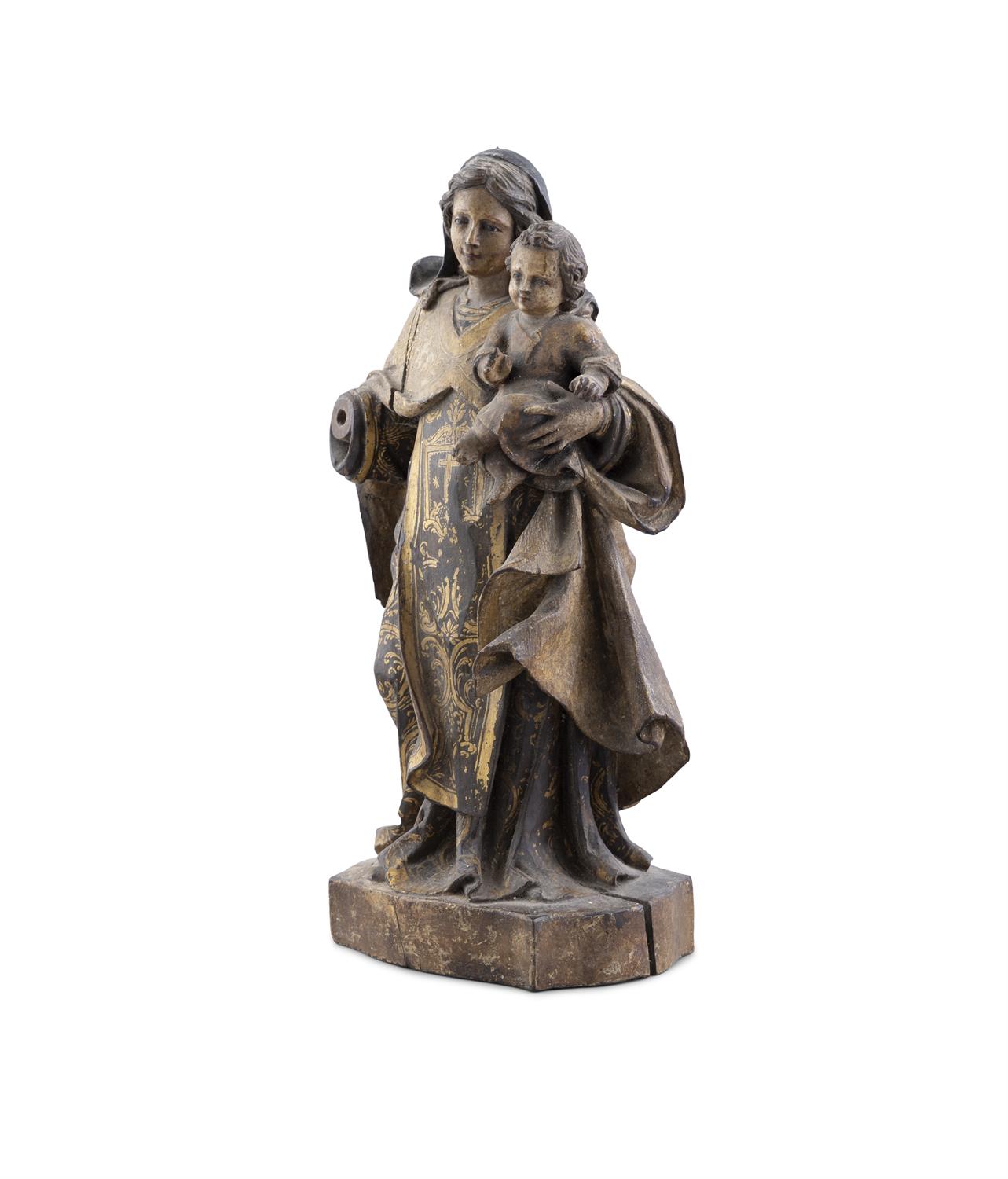 A CARVED WOOD MODEL OF THE MADONNA AND CHILD, 16TH/17TH CENTURY with polychrome decoration. - Image 2 of 6