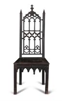 A GOTHIC-REVIVAL MAHOGANY SIDE CHAIR, PHILADELPHIA, CIRCA 1840 the fleur-de-leys crested top