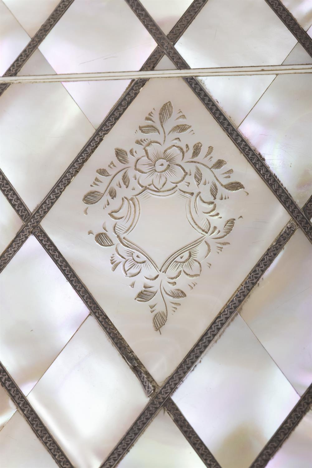 *A MOTHER OF PEARL CARD CASE with engraved floral design, applied metal work. 10. - Image 3 of 3