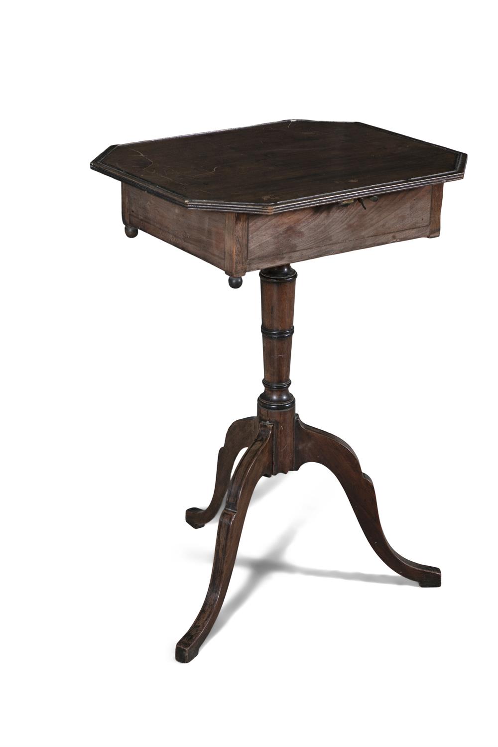 A MAHOGANY READING TABLE, ENGLISH 19TH CENTURY, the top with low moulded gallery and canted - Image 2 of 3