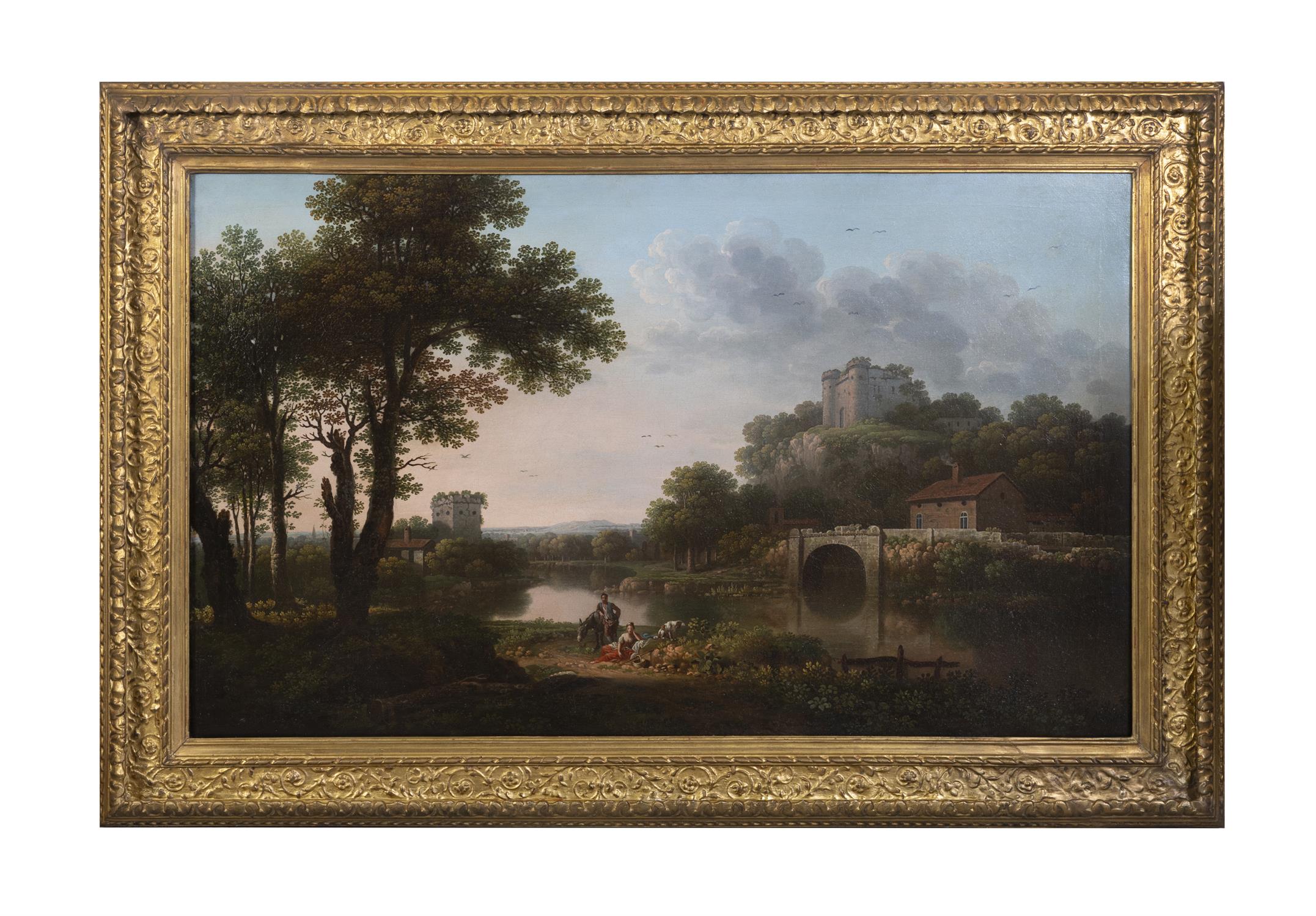 ROBERT CARVER (C. 1730-91) A Capriccio Landscape based on Dunmoe Castle, County Meath Oil on