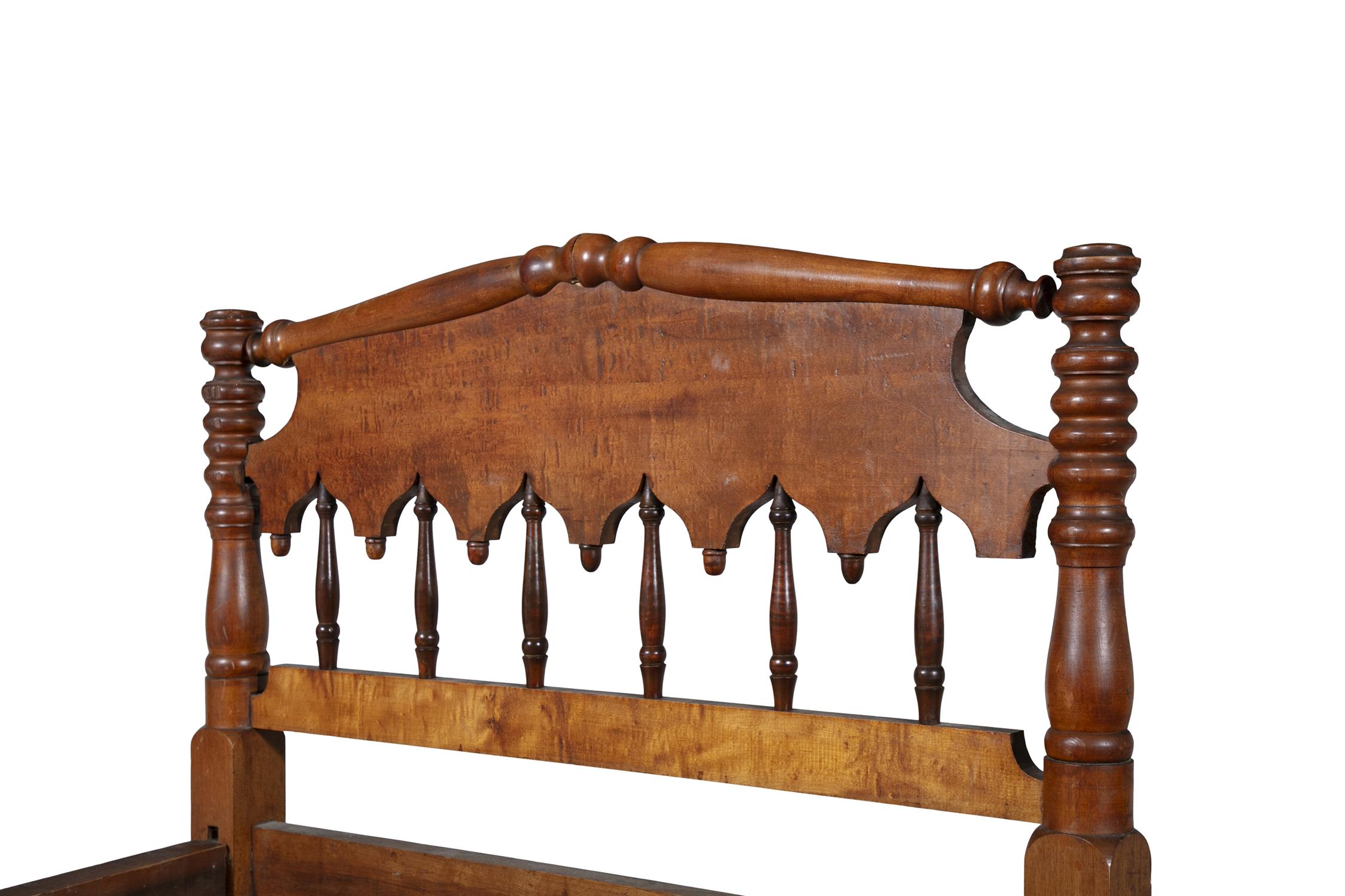 A PAIR OF MAPLE SINGLE BEDS, PHILADELPHIA, 19TH CENTURY 92cm high, 99cm wide, 210cm long - Image 4 of 5