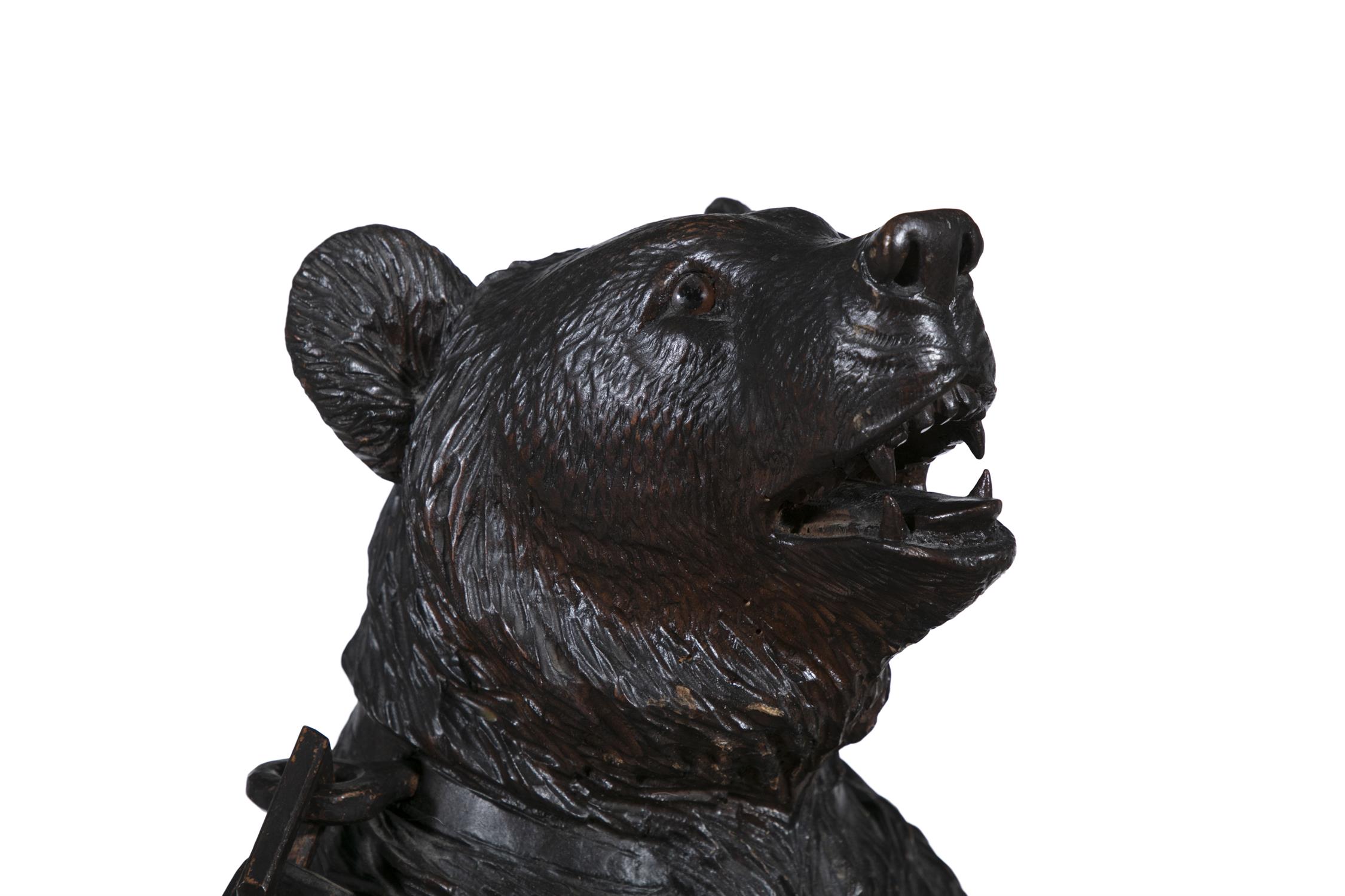 A SWISS 'BLACK FOREST' LINDEN WOOD BEAR, 19TH CENTURY modelled standing upright with - Image 9 of 12
