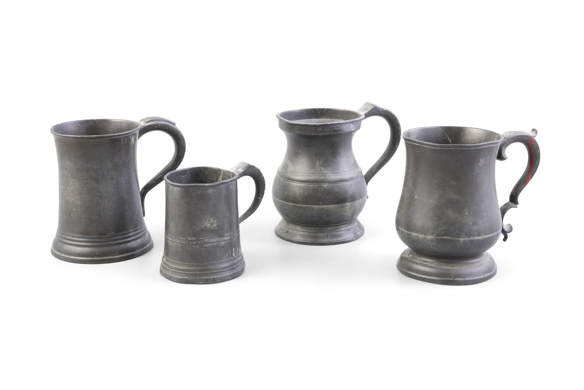 A COLLECTION OF 19TH CENTURY PEWTER WARE comprising two pint jugs by James Yates, - Image 2 of 8