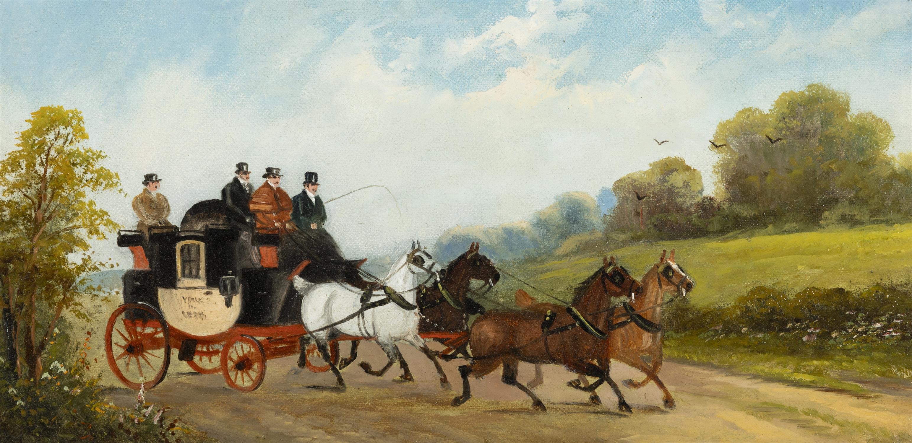 ATTRIBUTED TO PHILIP RIDEOUT (1860-1920) The York To Leeds Coach Oil on canvas, 20.5 x 40.5cm - Image 2 of 3