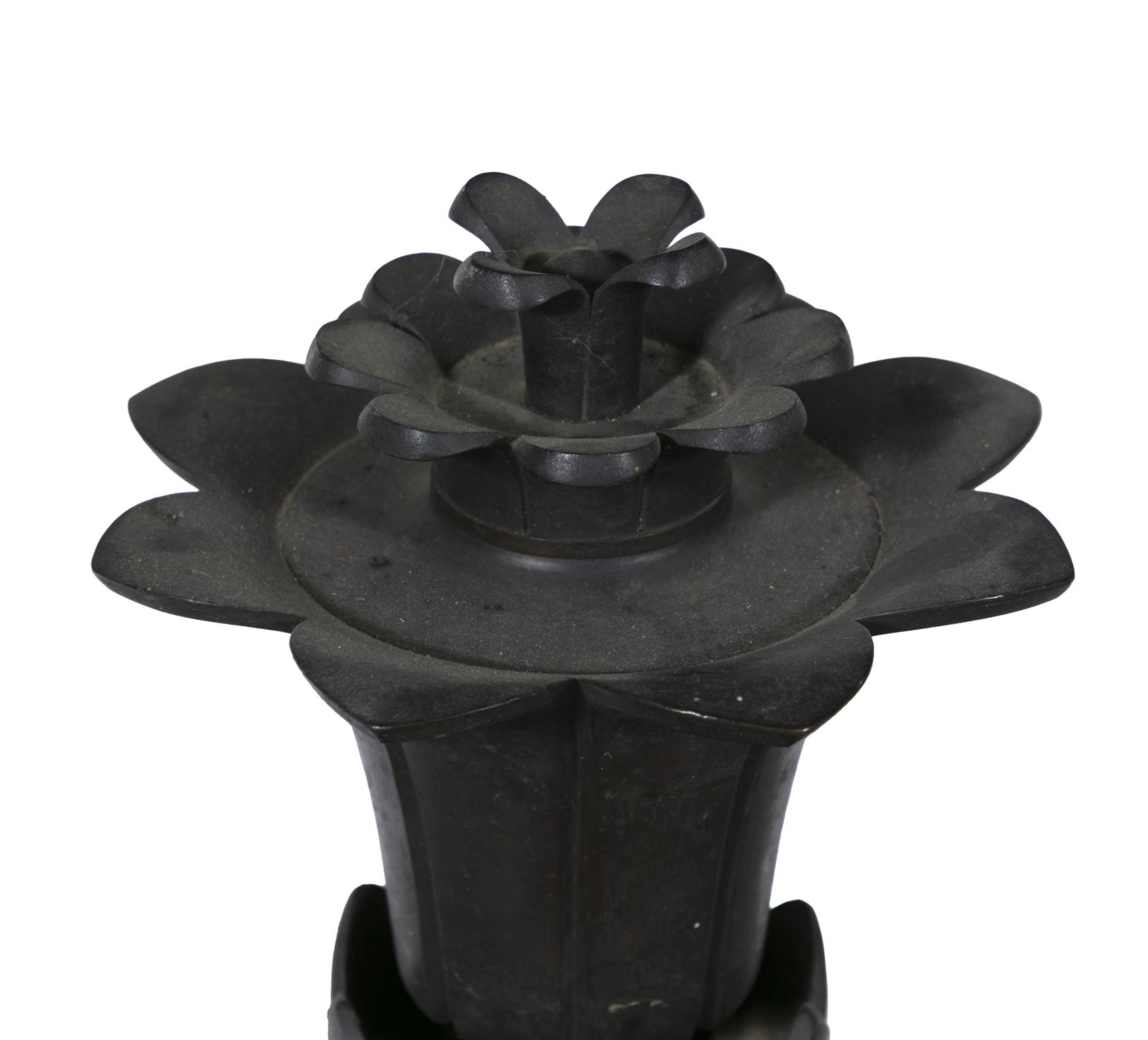 A BRONZE TWO LIGHT COLZA OIL LAMP, BY T. PALMER & CO., BALTIMORE, CIRCA 1844 the central column - Image 3 of 4