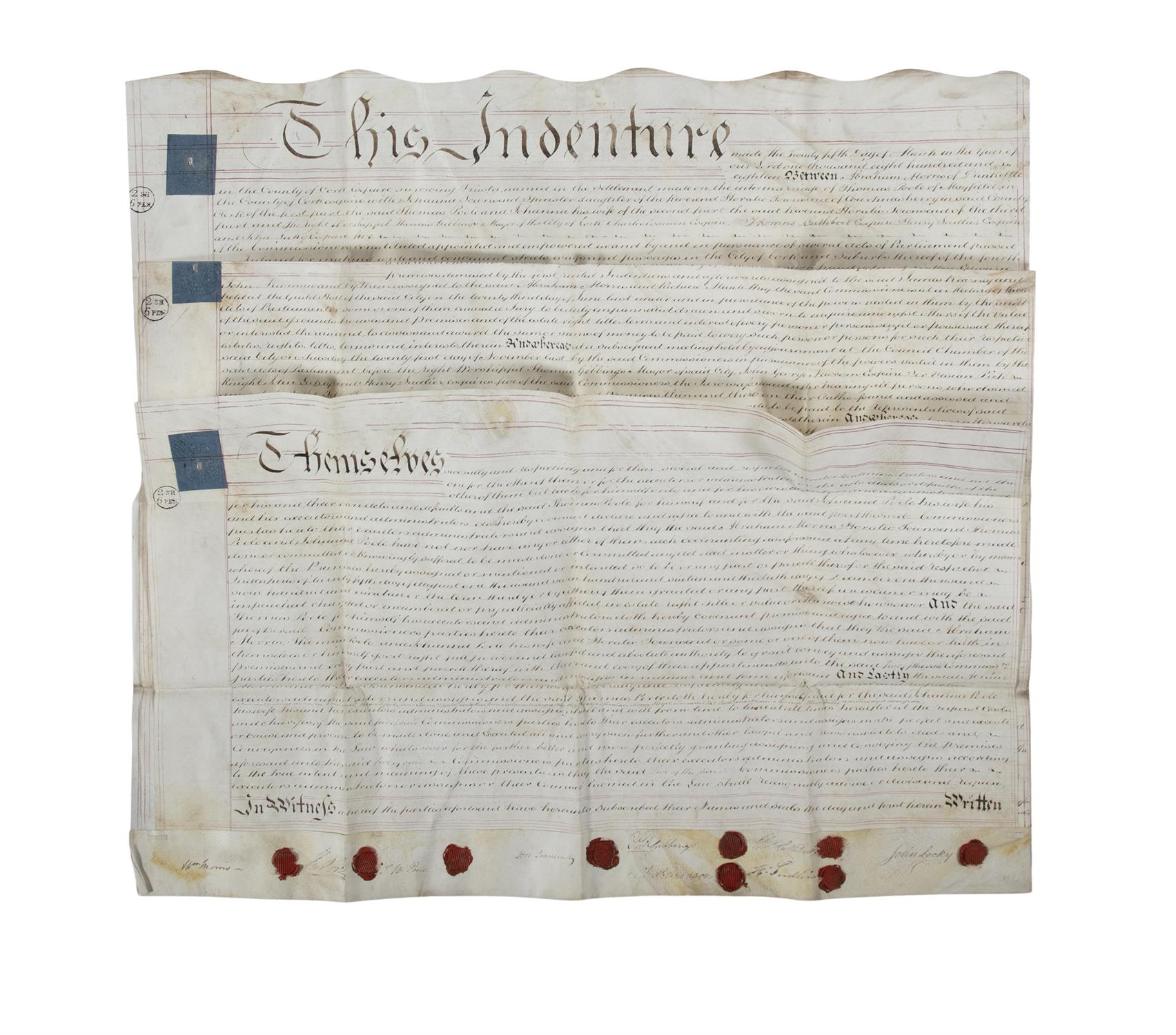 AN IRISH GEORGE III INDENTURE DATED TO 25TH DAY OF MARCH 1818, between Abraham Morris of - Image 2 of 5