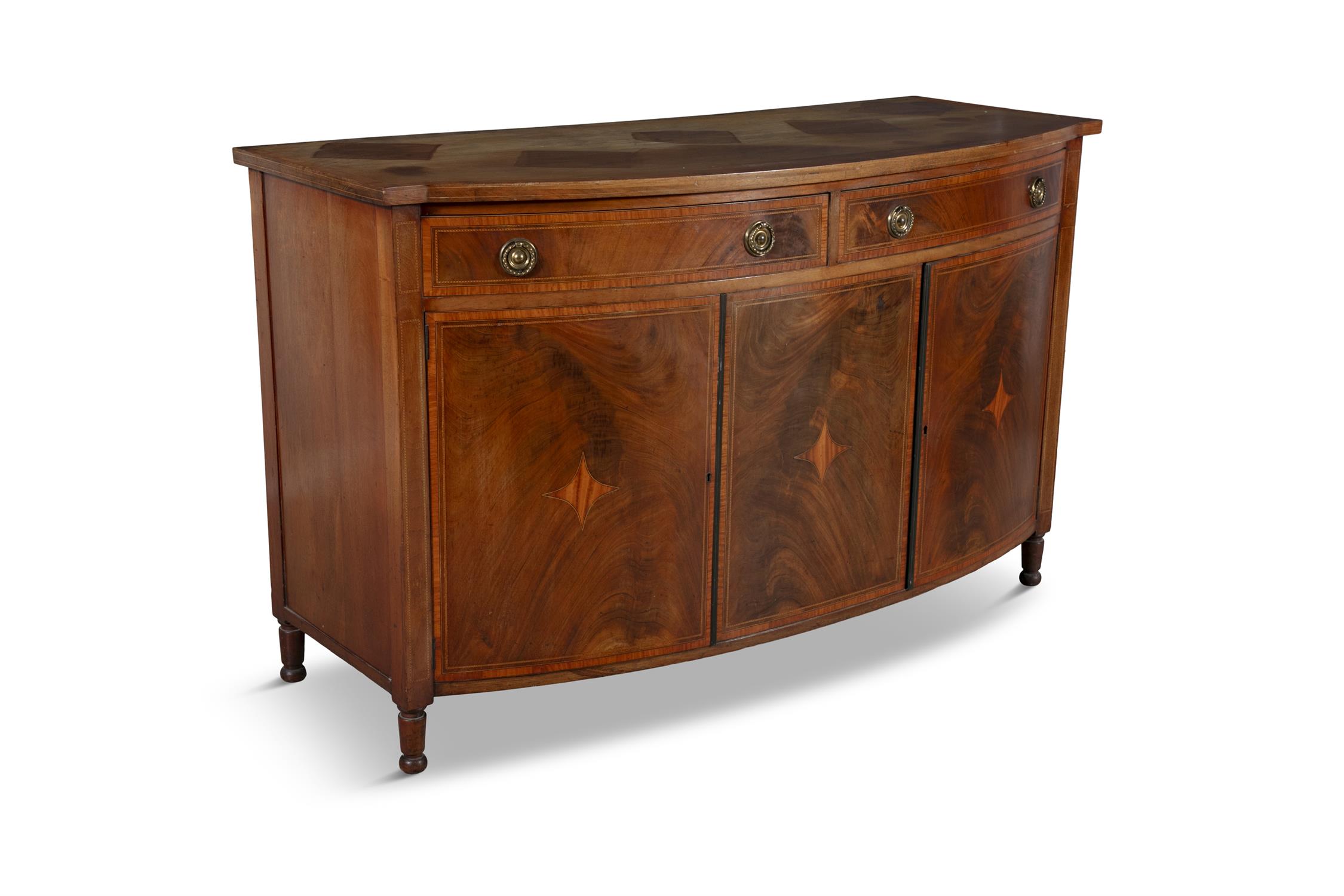 A GEORGE III STYLE MAHOGANY, SATINWOOD AND CROSSBANDED SIDE CABINET, LATE 19TH CENTURY, - Image 2 of 3