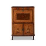 A DUTCH INLAID SATINWOOD SECRETAIRE À ABATTANT, 18TH CENTURY with fitted single frieze drawer,