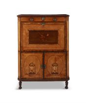 A DUTCH INLAID SATINWOOD SECRETAIRE À ABATTANT, 18TH CENTURY with fitted single frieze drawer,