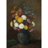 CAMILLE MATISSE (FRENCH) Still life, Chrysanthemums and Other Flowers in a Vase Oil on canvas,