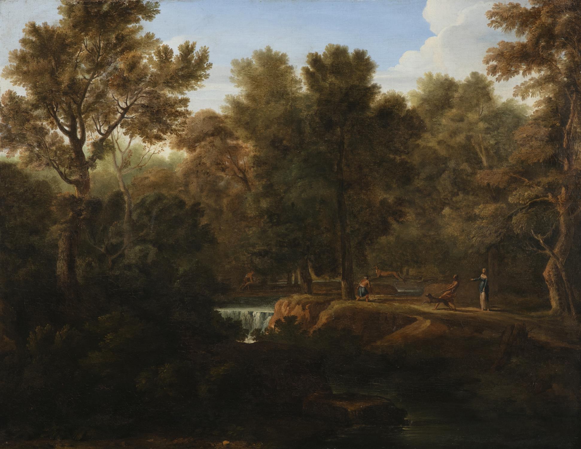 FRENCH SCHOOL, 18TH CENTURY A Classical Woodland Scene of Diana Turning Actaeon into a Deer Oil - Image 2 of 3