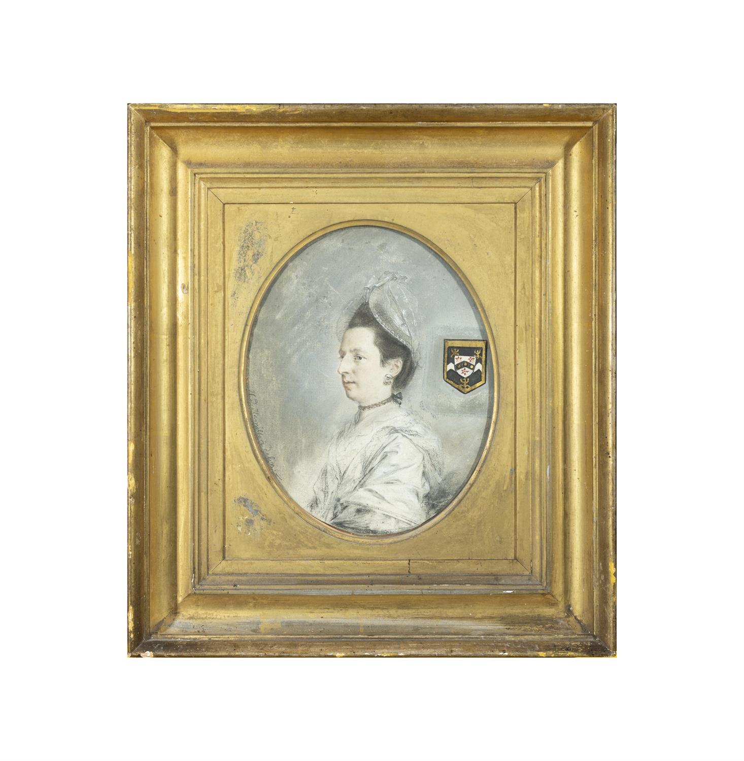 HUGH DOUGLAS HAMILTON (1740-1808) A bust portrait of Pricilla Wyatt (Née Edgell) Pastel , 25.