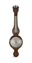 AN IRISH GEORGE III INLAID MAHOGANY BAROMETER, BY DE MILLESSO of traditional shape,