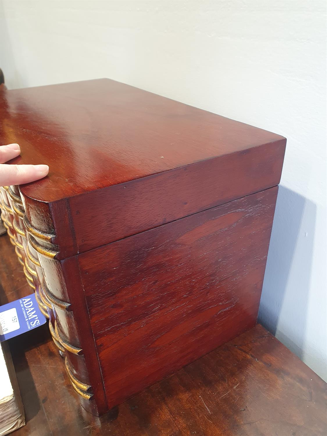 AN UNUSUAL PAIR OF NOVELTY LIBRARY STORAGE BOXES, EARLY 19TH CENTURY in mahogany and parcel gilt, - Image 11 of 15